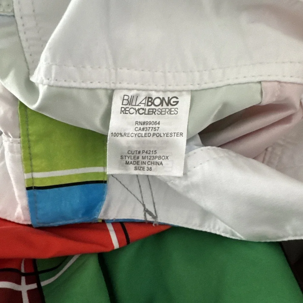 Billabong Boardshorts Mens 38 (actual 36) Checkered Beach Swim Shorts Retro